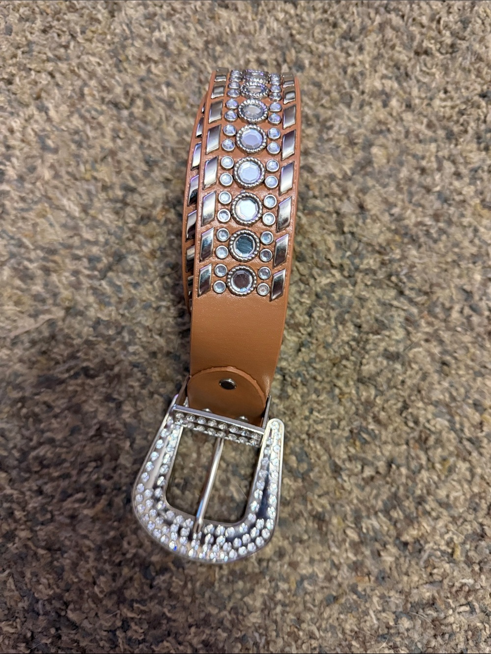 Rhinestone Accent Tan Women's Belt